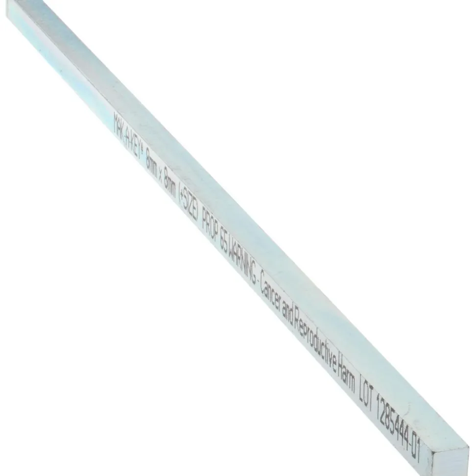 Oversized Key Stock: 12" Long, Steel, Zinc-Plated