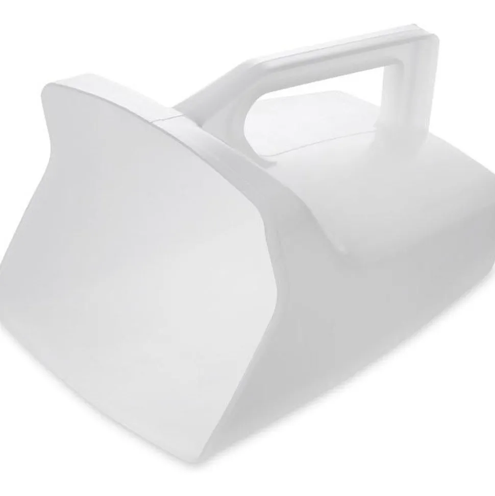 64 oz White Polycarbonate Flat Bottom Scoop