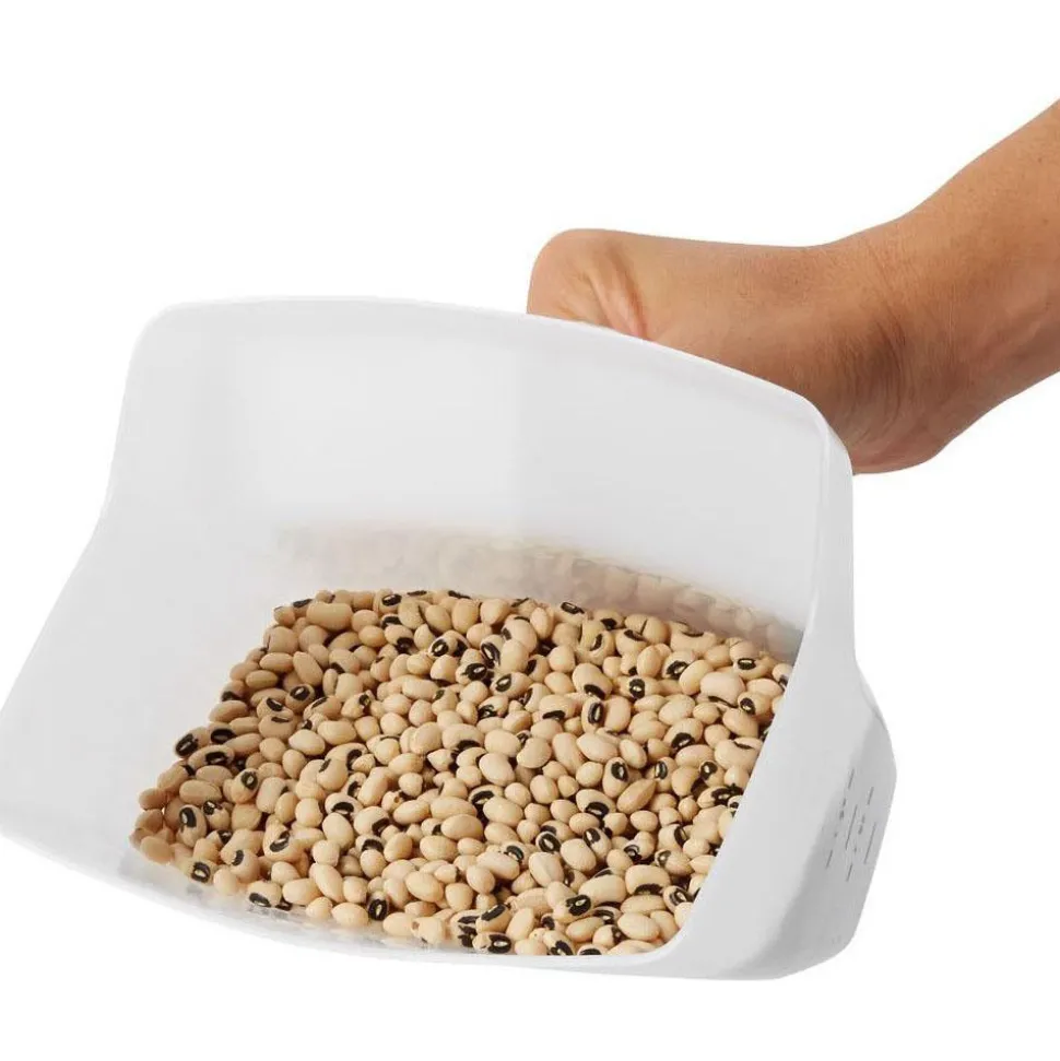 64 oz White Polycarbonate Flat Bottom Scoop
