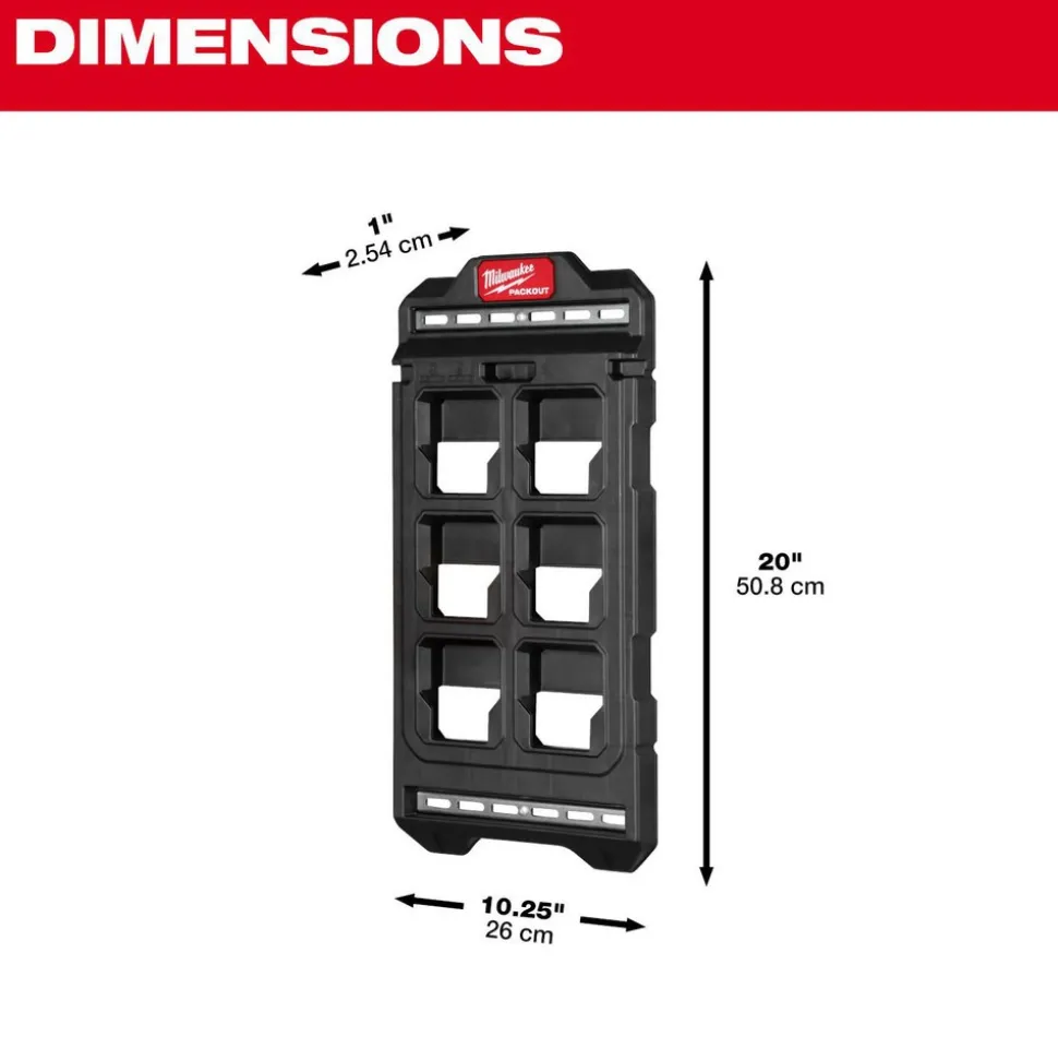 PACKOUT™ Compact Wall Plate: 20" High, 1" Long, 10.25" Wide