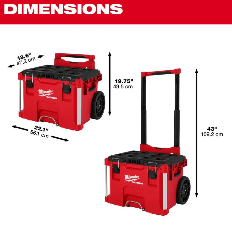PACKOUT™ Rolling Tool Box: 19.5" High, 18" Long, 22" Wide