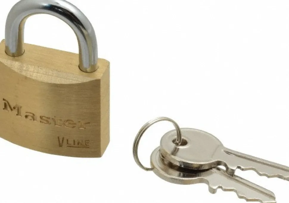 Padlock: Brass, Keyed Alike, 1-1/8" Wide