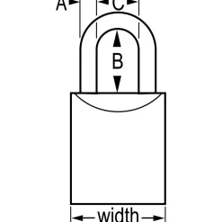 Padlock: Brass, Keyed Different, 1-31/32" High, 1-9/16" Wide
