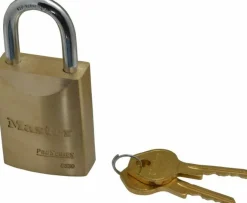 Padlock: Brass, Keyed Different, 1-31/32" High, 1-9/16" Wide