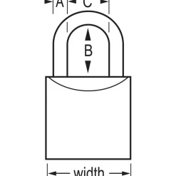 Padlock: Brass, Keyed Different, 1-7/8" Wide