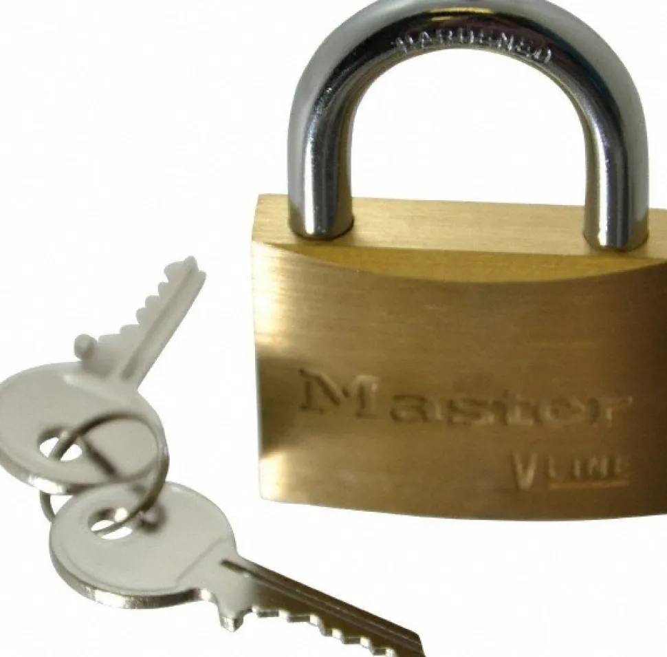 Padlock: Brass, Keyed Different, 1-7/8" Wide