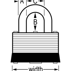 Padlock: Laminated Steel, Keyed Different, 1-1/2" Wide
