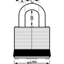 Padlock: Laminated Steel, Keyed Alike, 1-1/8" Wide