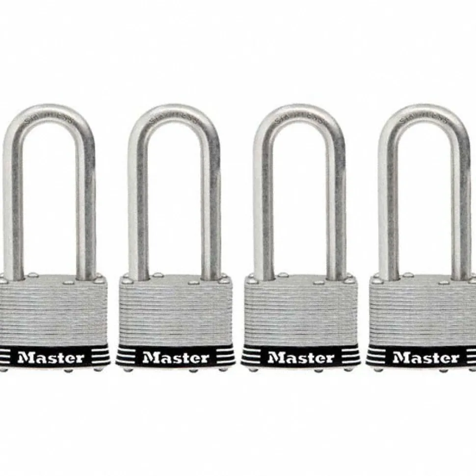 Padlock: Laminated Steel, Keyed Alike, 4-3/8" High, 2" Wide