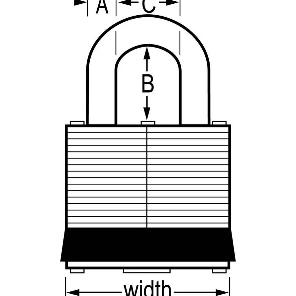 Padlock: Laminated Steel, Keyed Different, 1-1/8" Wide