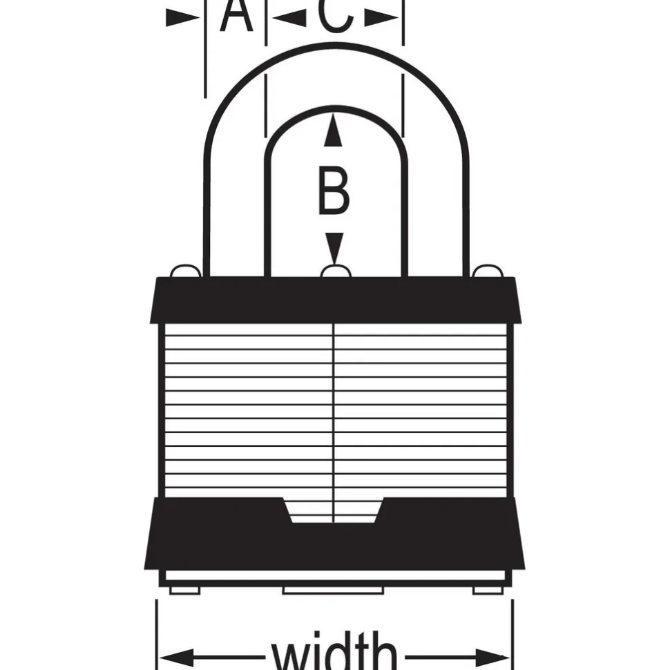 Padlock: Laminated Steel, Keyed Different, 2" Wide