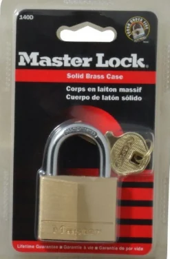 Padlock: Solid Brass, Keyed Different, 1-9/16" Wide