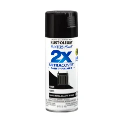 Painter's Touch 2X Ultra Cover Spray Paint, Black, Gloss, 12 oz