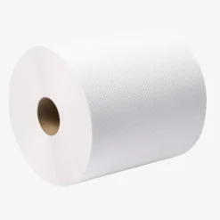 Paper Towels: Hard Roll, 6 Rolls per Case, Roll, 1 Ply, White, Recycled Fiber