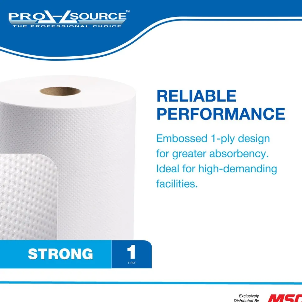 Paper Towels: Hard Roll, 6 Rolls per Case, Roll, 1 Ply, White, Recycled Fiber