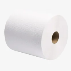 Paper Towels: Hard Roll, 6 Rolls per Case, Roll, 1 Ply, White, Recycled Fiber