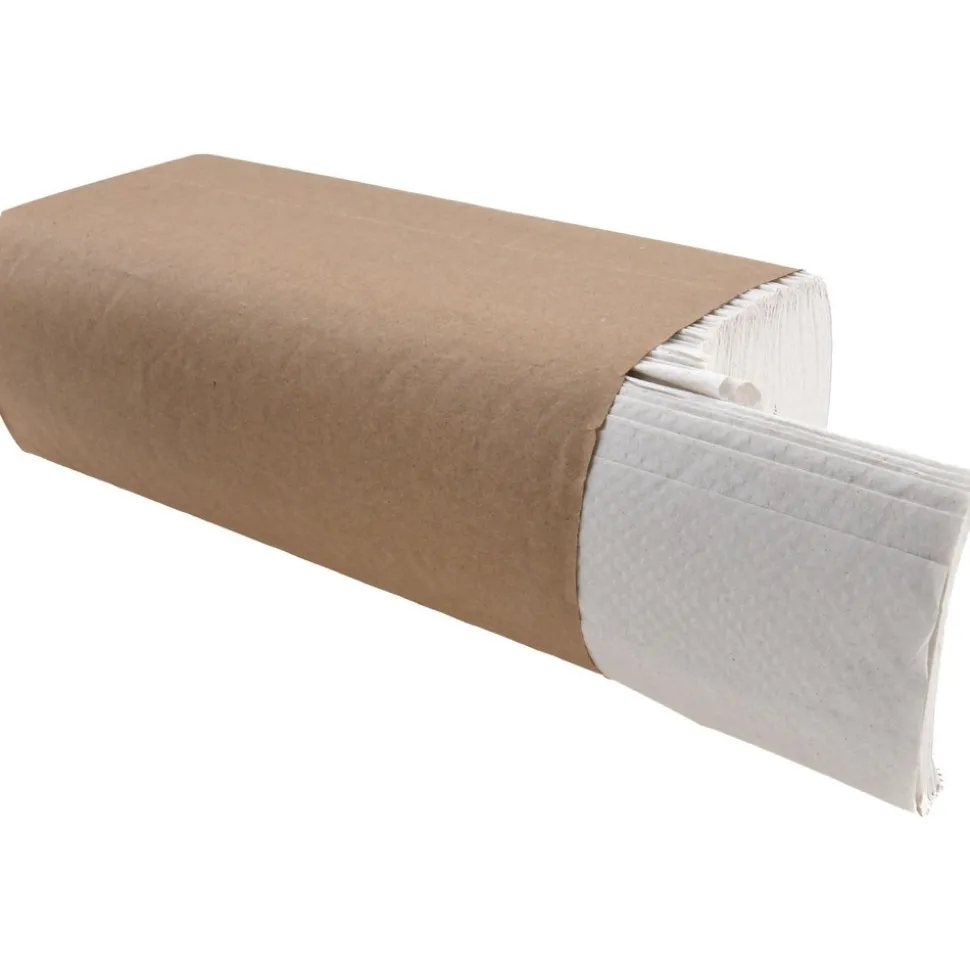 Paper Towels: Multifold, Pack, 1 Ply, White, Recycled Fiber