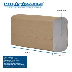 Paper Towels: Multifold, Pack, 1 Ply, White, Recycled Fiber