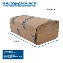 Paper Towels: Single Fold, Pack, 1 Ply, Natural, Recycled Fiber