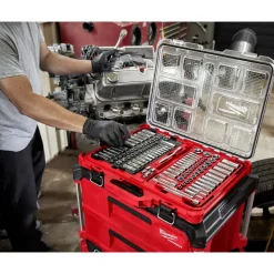 106 Pc. 1/4" and 3/8" SAE & Metric Ratchet and Socket Set with PACKOUT™ Low-Profile Organizer