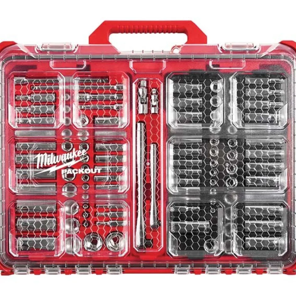 106 Pc. 1/4" and 3/8" SAE & Metric Ratchet and Socket Set with PACKOUT™ Low-Profile Organizer
