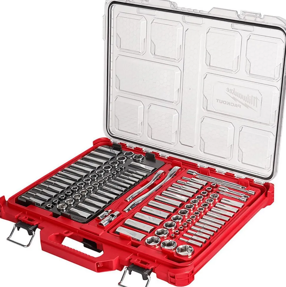 106 Pc. 1/4" and 3/8" SAE & Metric Ratchet and Socket Set with PACKOUT™ Low-Profile Organizer