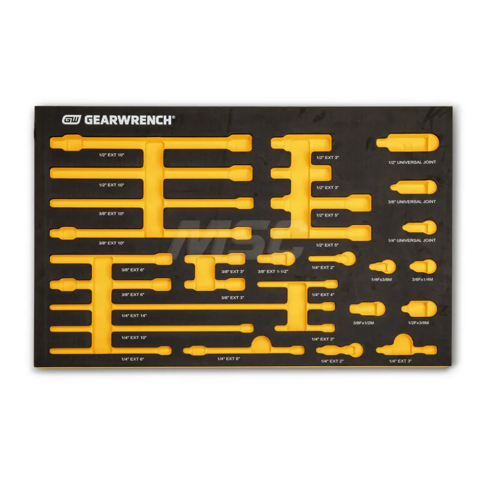 29 Pc, 1/4", 3/8" & 1/2" Drive, Master Chrome Drive, Tool Accessories Set with Foam Storage Tray