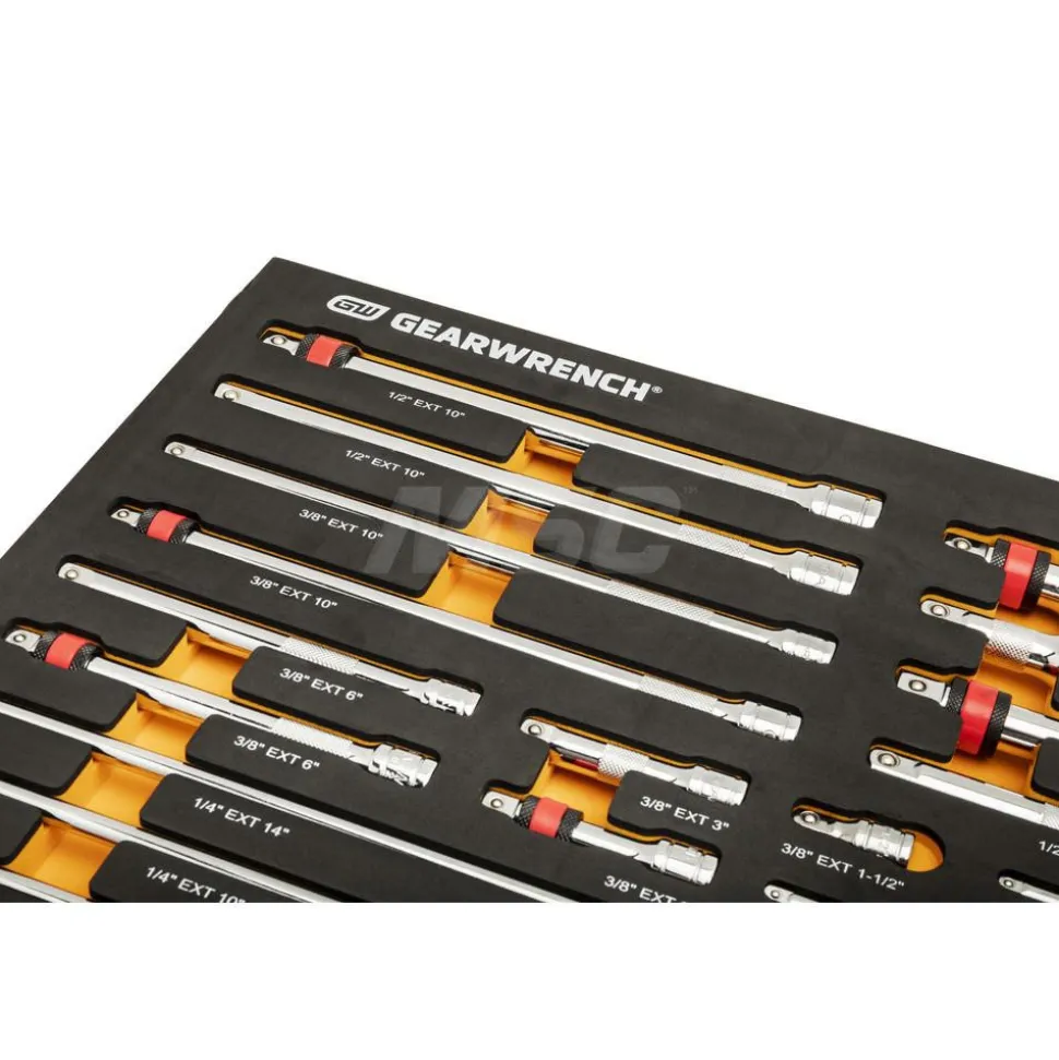 29 Pc, 1/4", 3/8" & 1/2" Drive, Master Chrome Drive, Tool Accessories Set with Foam Storage Tray