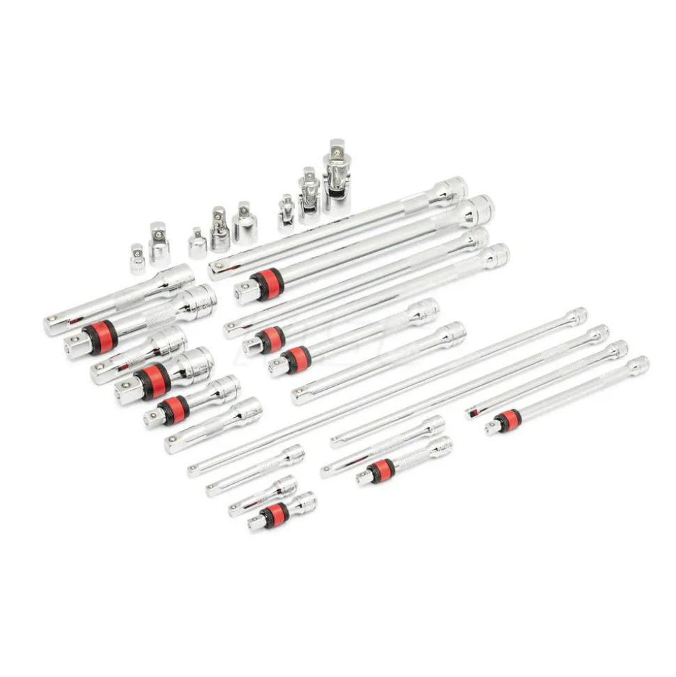 29 Pc, 1/4", 3/8" & 1/2" Drive, Master Chrome Drive, Tool Accessories Set with Foam Storage Tray