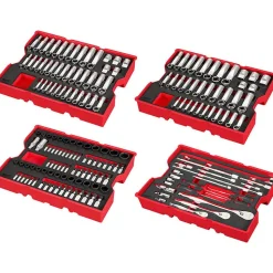 242 Pc. 1/4”, 3/8”, & 1/2” Drive Metric & SAE Ratchet & Socket Set with Trays for PACKOUT™ Drawers