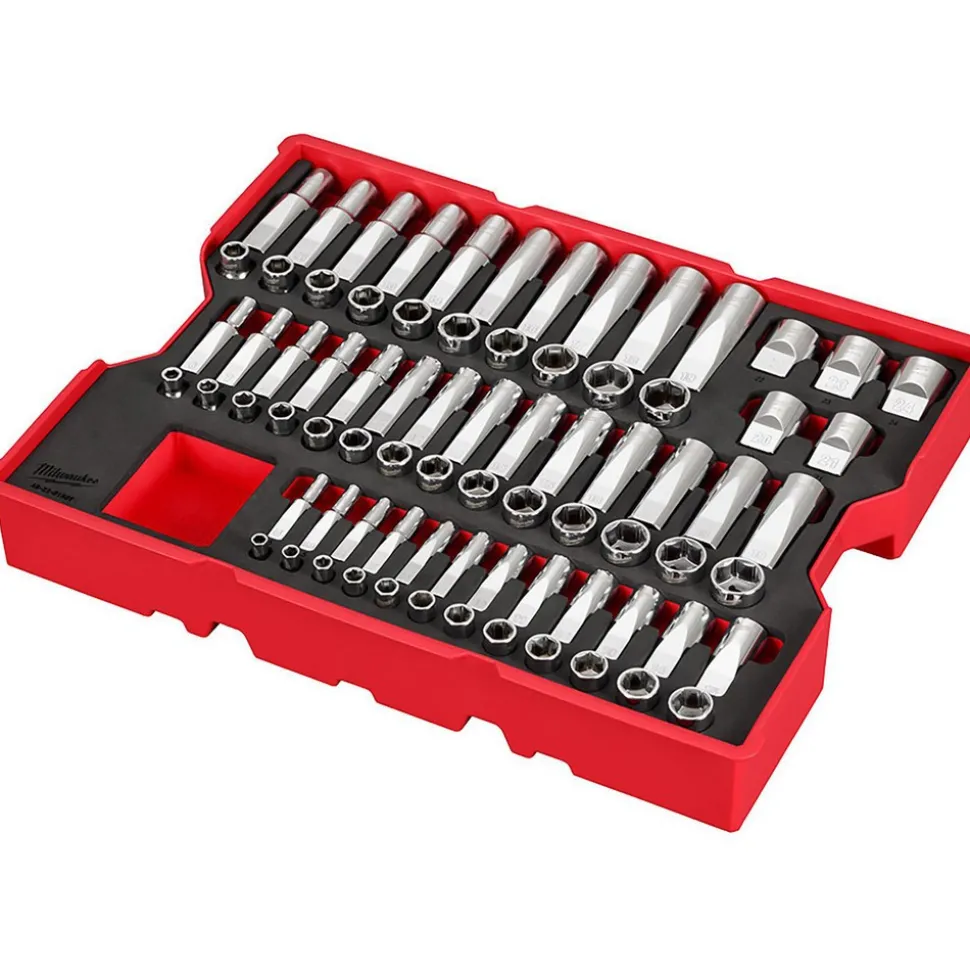 242 Pc. 1/4”, 3/8”, & 1/2” Drive Metric & SAE Ratchet & Socket Set with PACKOUT™ 4-Drawer Tool Box