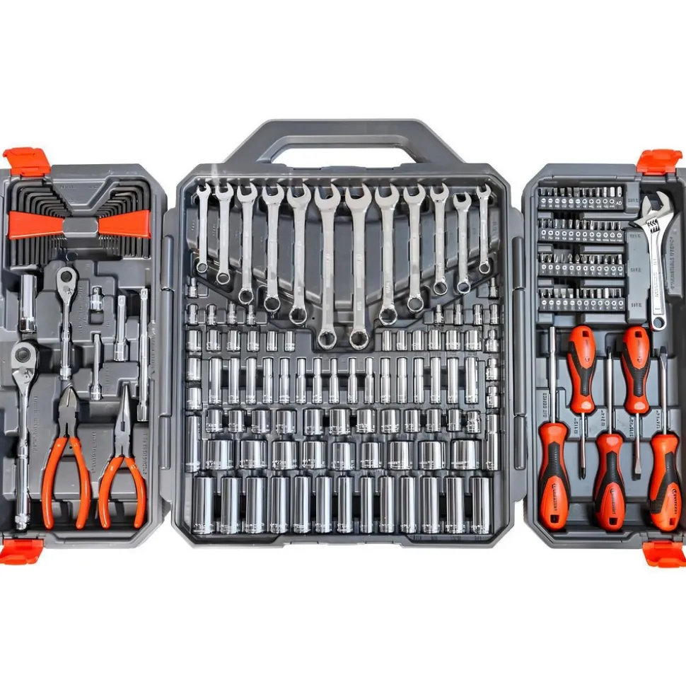 180 Pc, 1/4" & 3/8" Drive, 6-Point, SAE & Metric Professional Tool Set