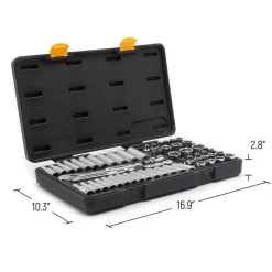 57 Pc. 3/8" Drive 6 Point Standard and Deep SAE & Metric Mechanics Tool Set
