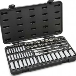 76 Pc, 1/4" & 3/8" Drive, 12-Point, Standard & Deep, SAE & Metric Mechanics Tool Set
