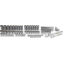 76 Pc, 1/4" & 3/8" Drive, 12-Point, Standard & Deep, SAE & Metric Mechanics Tool Set