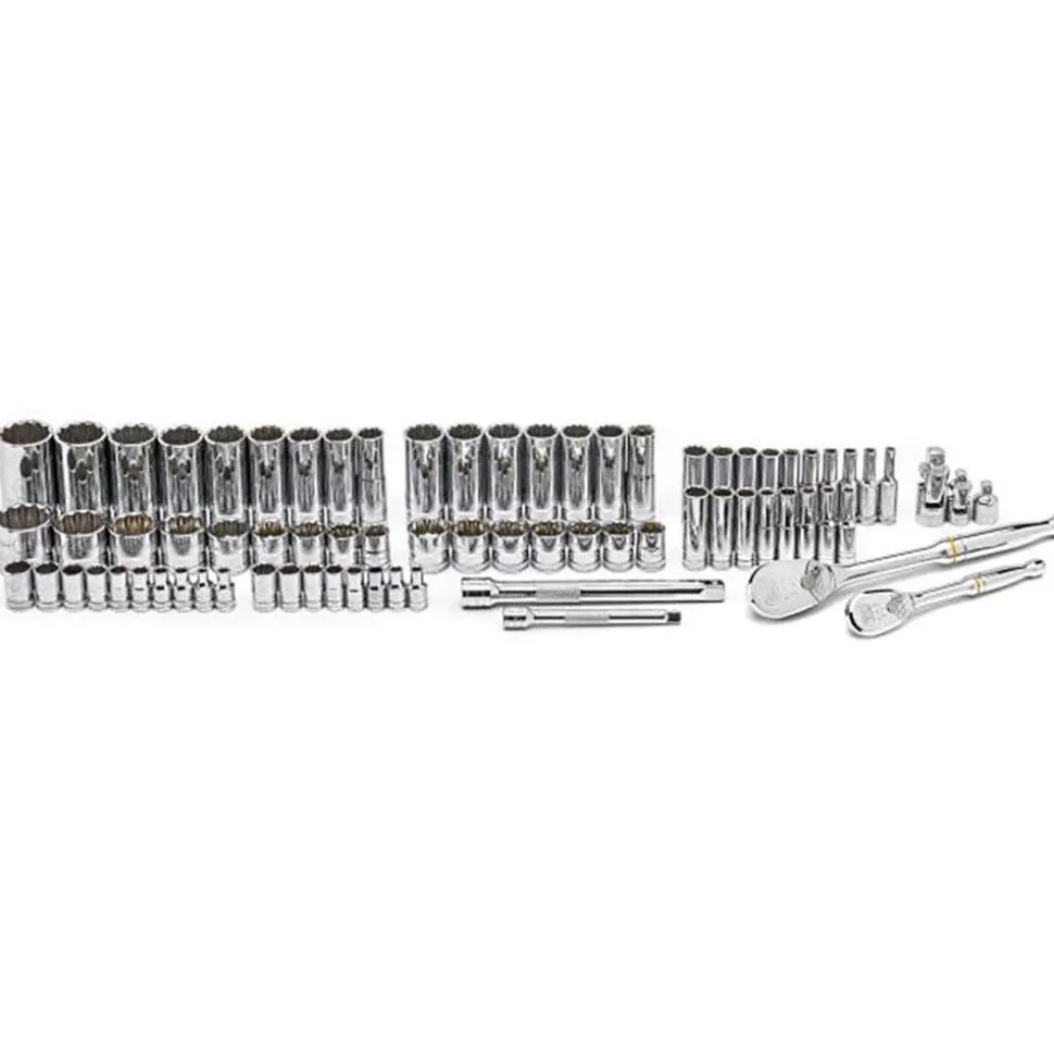 76 Pc, 1/4" & 3/8" Drive, 12-Point, Standard & Deep, SAE & Metric Mechanics Tool Set