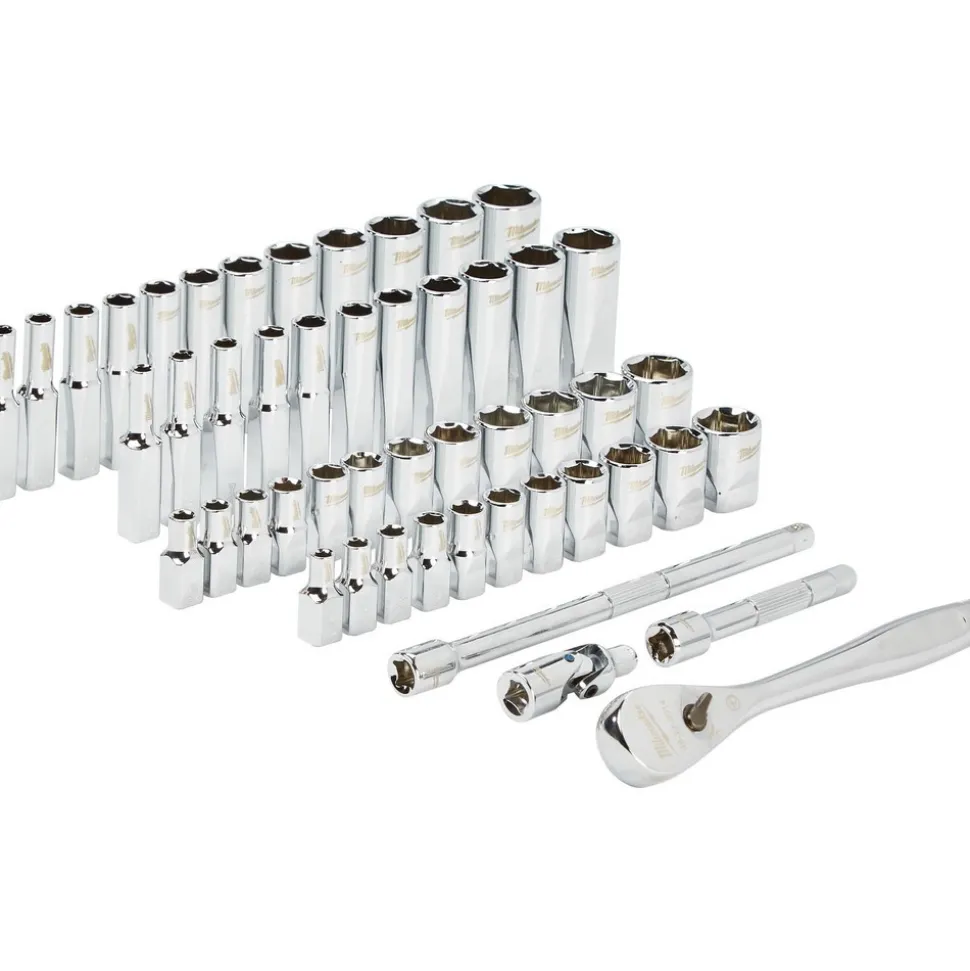 50 Pc. 1/4" Drive SAE & Metric Ratchet & Socket Set