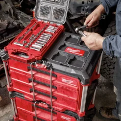 28 Pc. 3/8” Drive SAE Ratchet & Socket Set with PACKOUT™ Low-Profile Compact Organizer