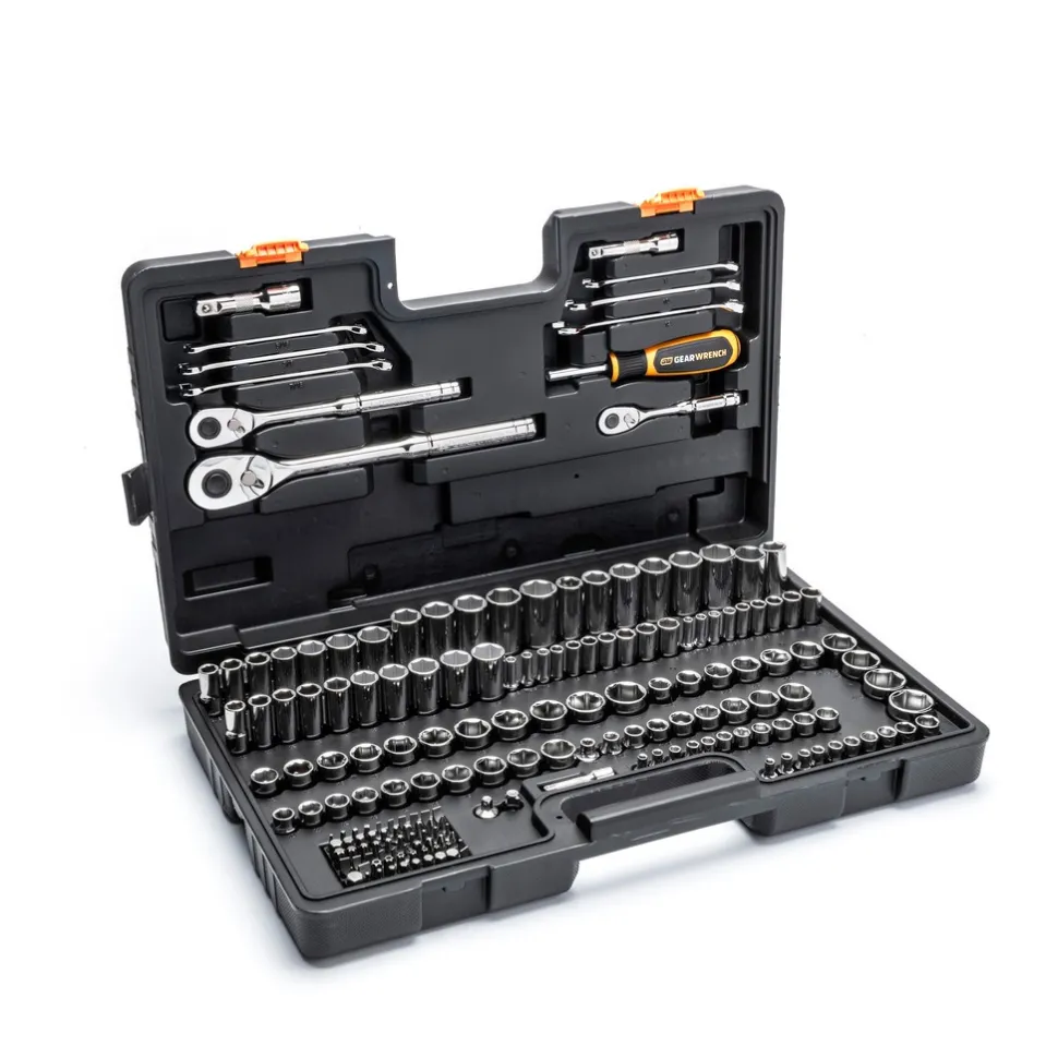 185 Pc, 1/4”, 3/8” & 1/2" Drive, 72-Tooth, SAE & Metric Mechanics Hand Tool Set