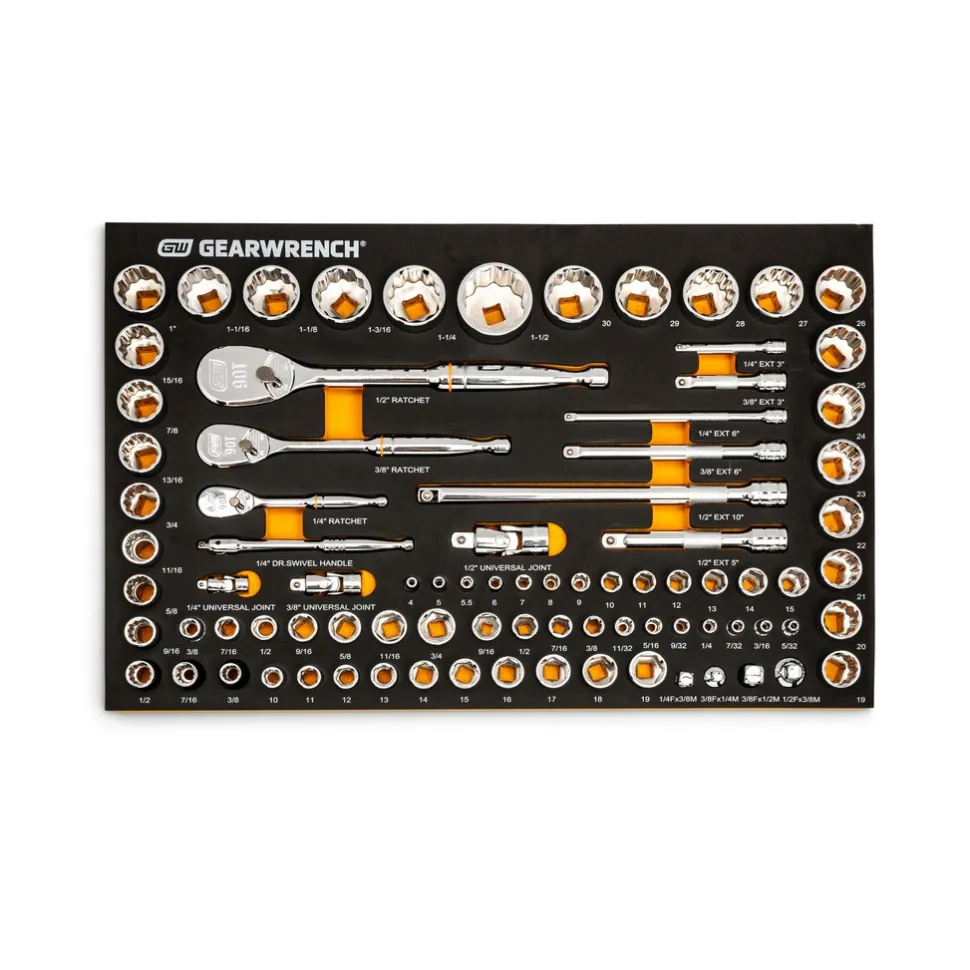 83 Pc. 1/4", 3/8" & 1/2" Drive, 90-Tooth SAE & Metric Mechanics Tool Set - 86529