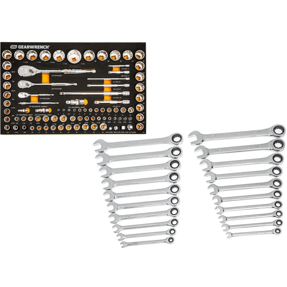 83 Pc. 1/4", 3/8" & 1/2" Drive, 90-Tooth SAE & Metric Mechanics Tool Set - 86529
