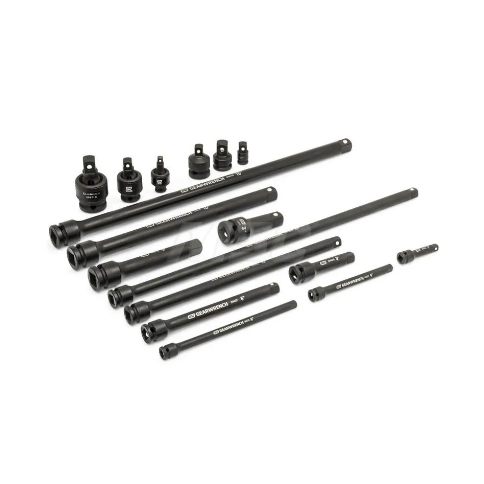 17 Pc, 1/4", 3/8" & 1/2" Impact Drive Tool Accessories Set with Foam Storage Tray