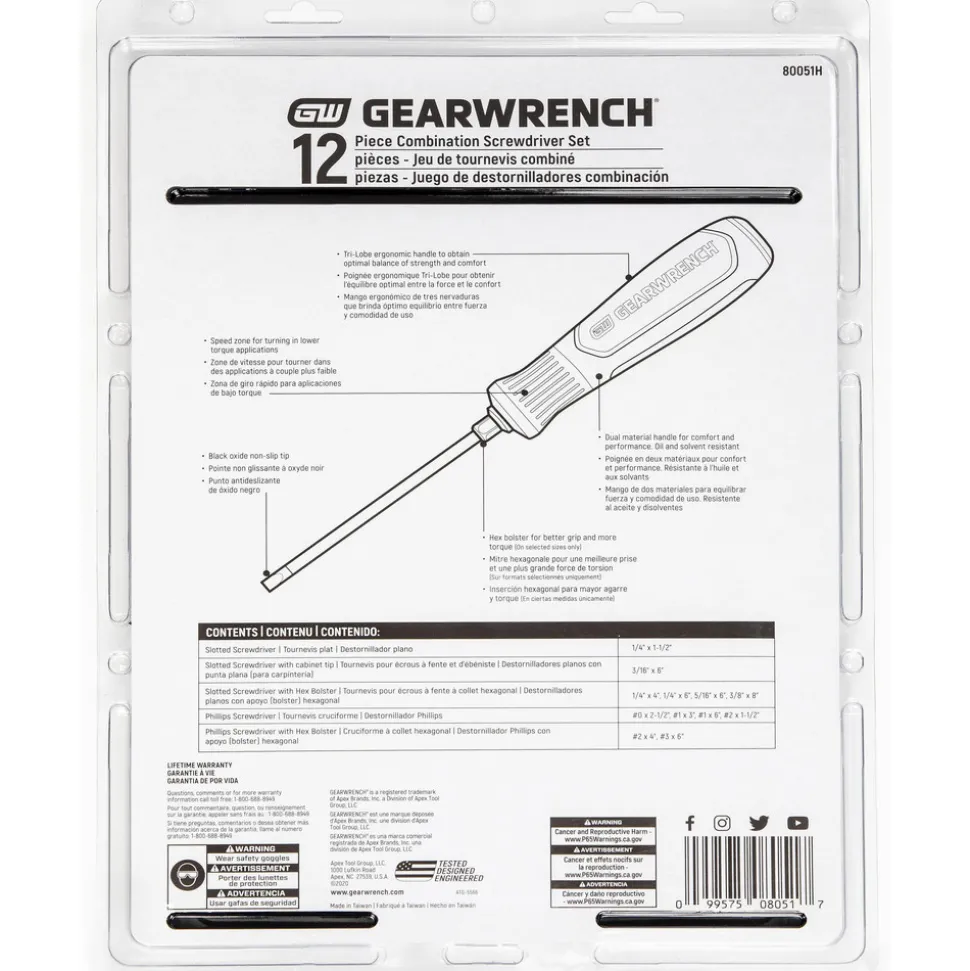12 Pc. Phillips®/Slotted Dual Material Screwdriver Set