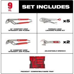 9 Pc Pliers & Wrench Set with Tray for PACKOUT™ Drawers
