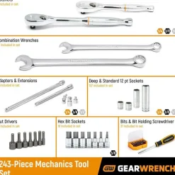 243 Pc, 12-Point, Mechanics Tool Set in 3 Drawer Storage Box