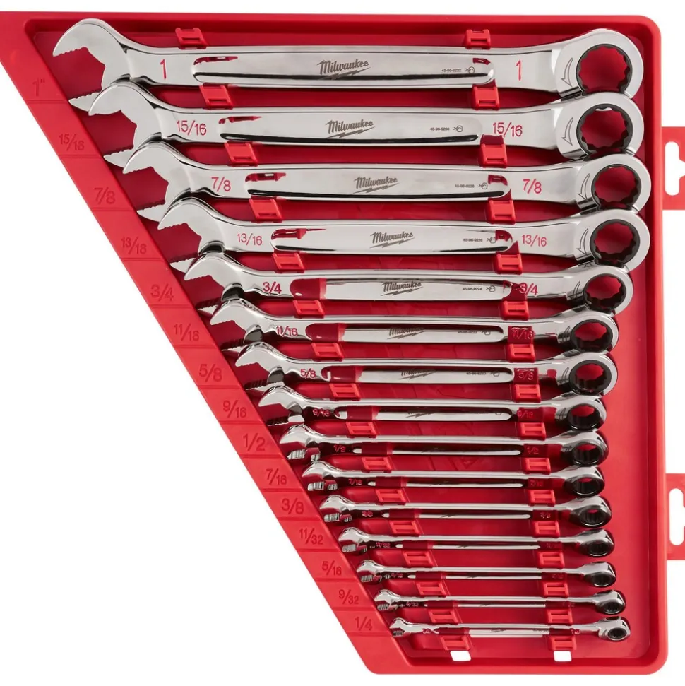 15 Pc SAE Ratcheting Combination Wrench Set