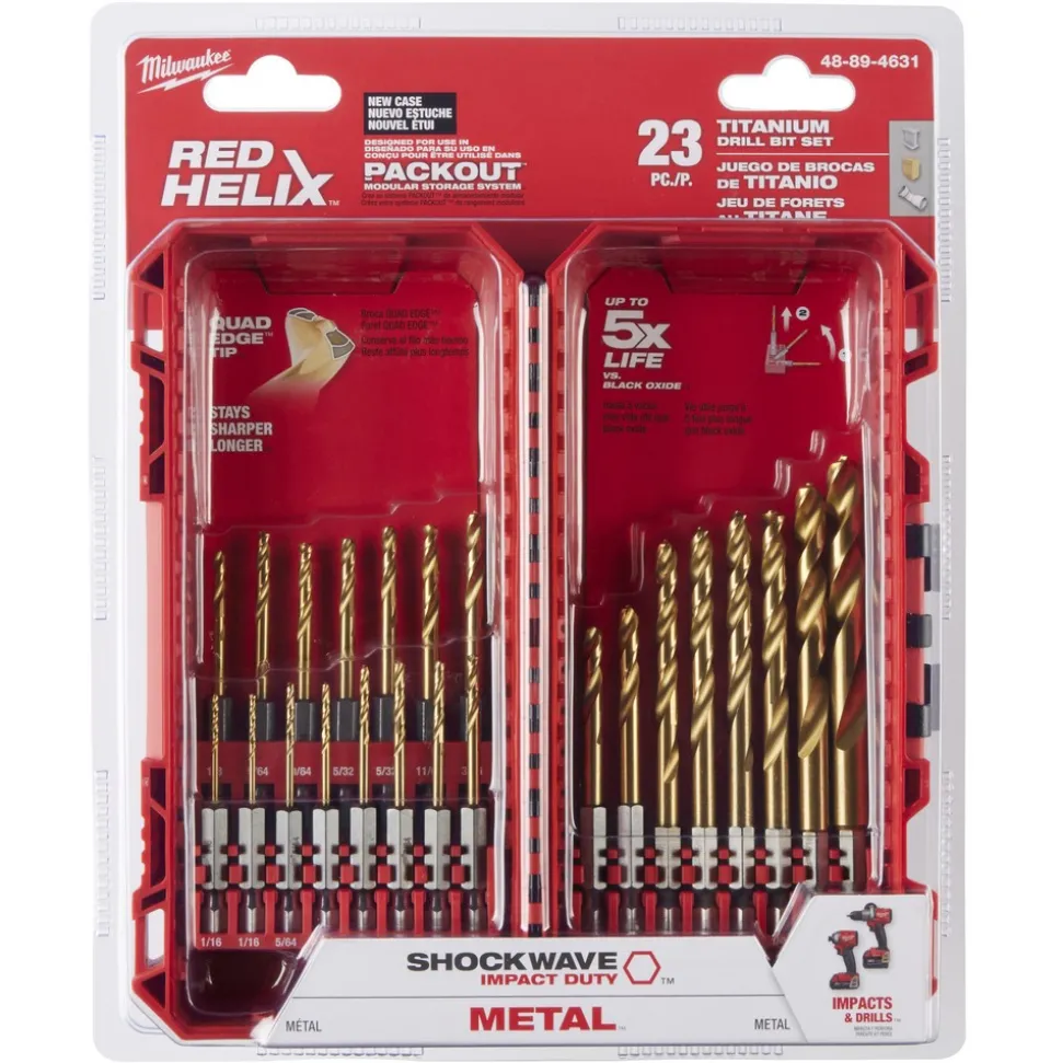 23 Pc. SHOCKWAVE™ Impact Duty RED HELIX™ Titanium Drill Bit Set