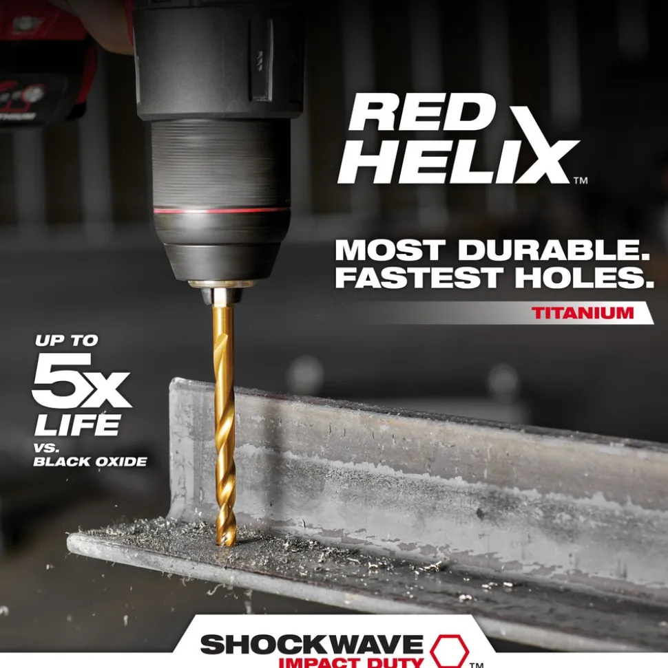 23 Pc. SHOCKWAVE™ Impact Duty RED HELIX™ Titanium Drill Bit Set
