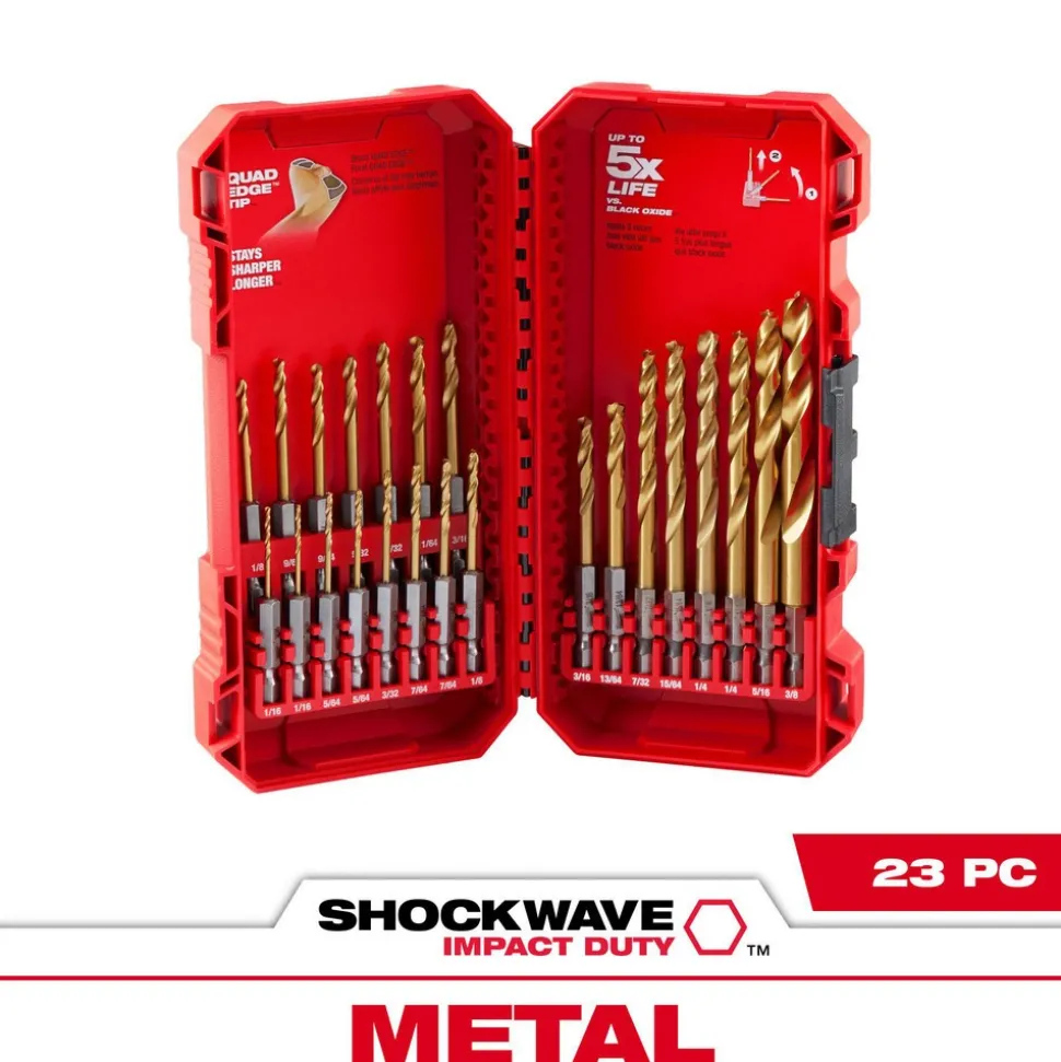 23 Pc. SHOCKWAVE™ Impact Duty RED HELIX™ Titanium Drill Bit Set