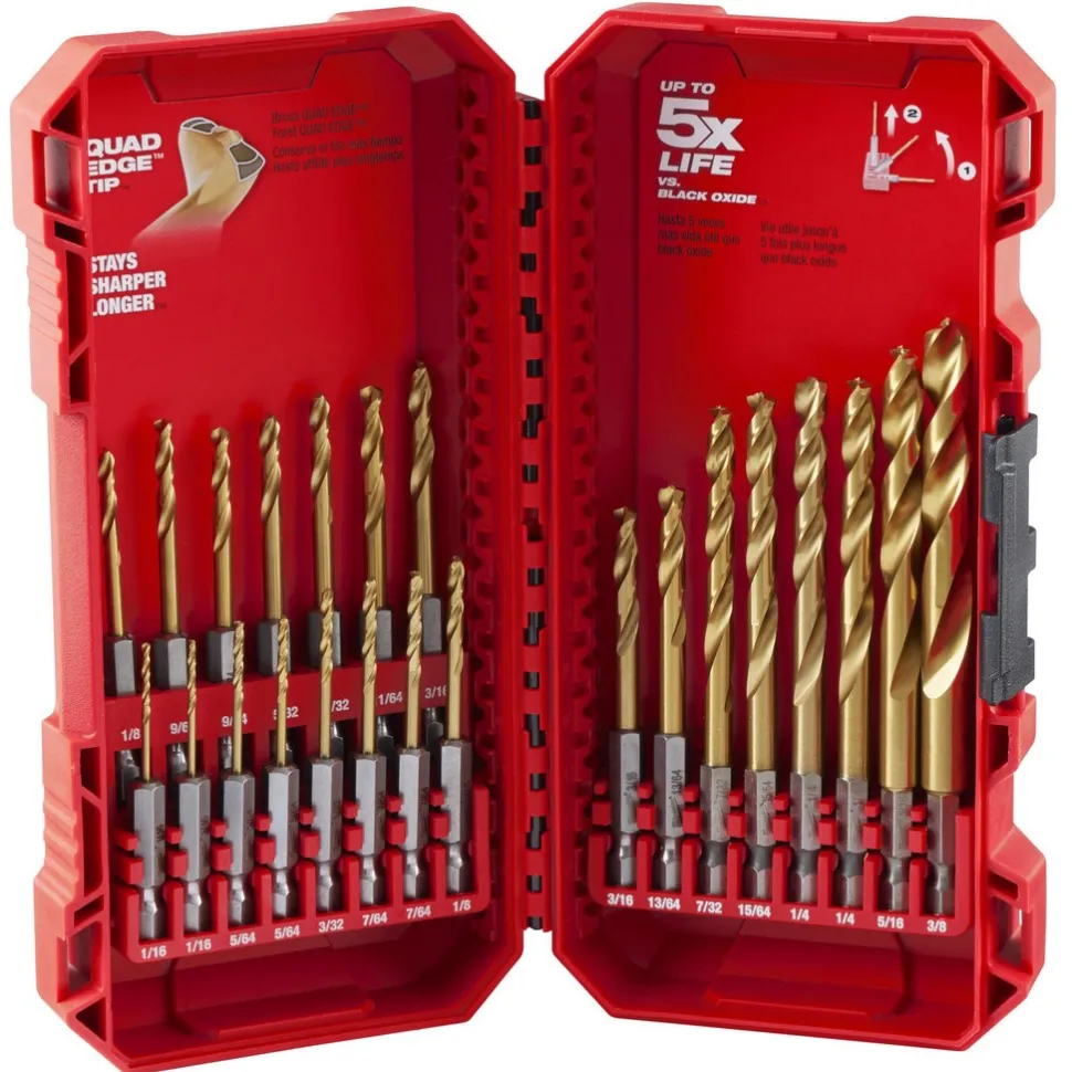 23 Pc. SHOCKWAVE™ Impact Duty RED HELIX™ Titanium Drill Bit Set
